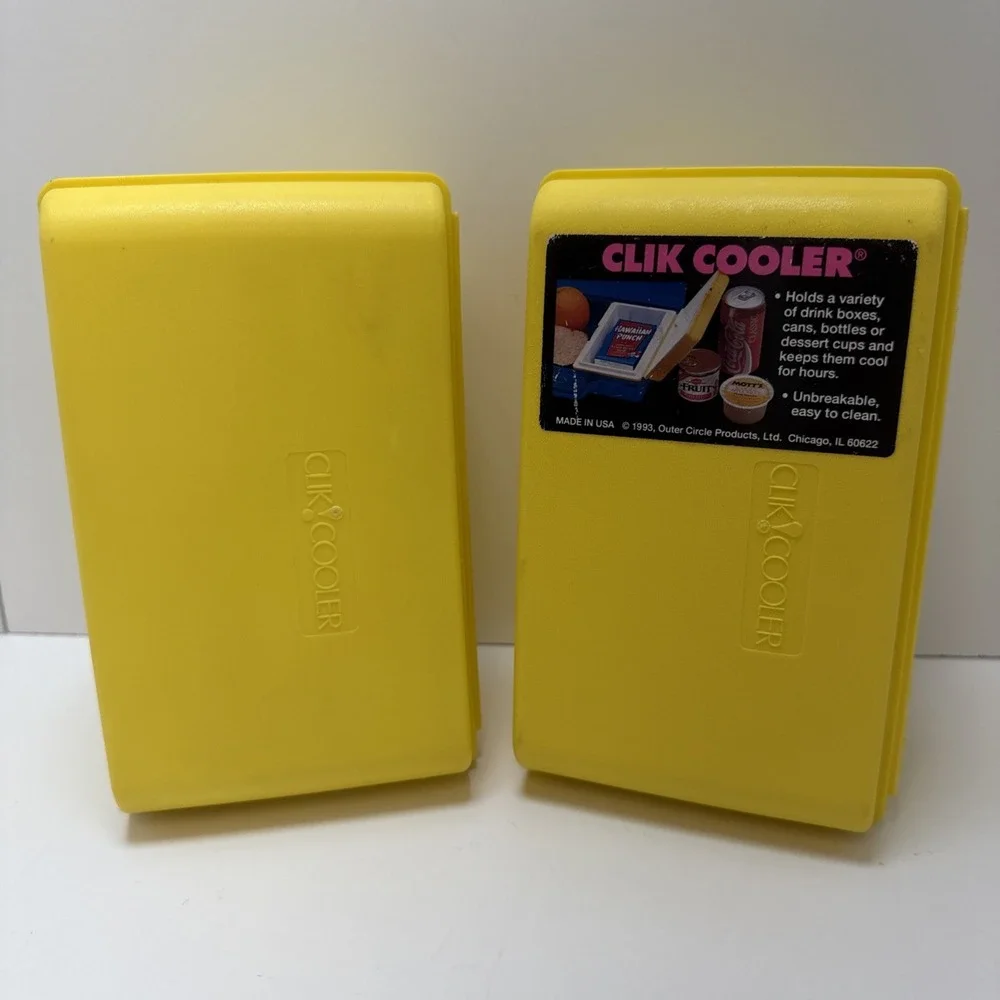 Vintage‎ Clik Cooler Outer Circle Products 1993 Set Yellow NEW Drink Holder
